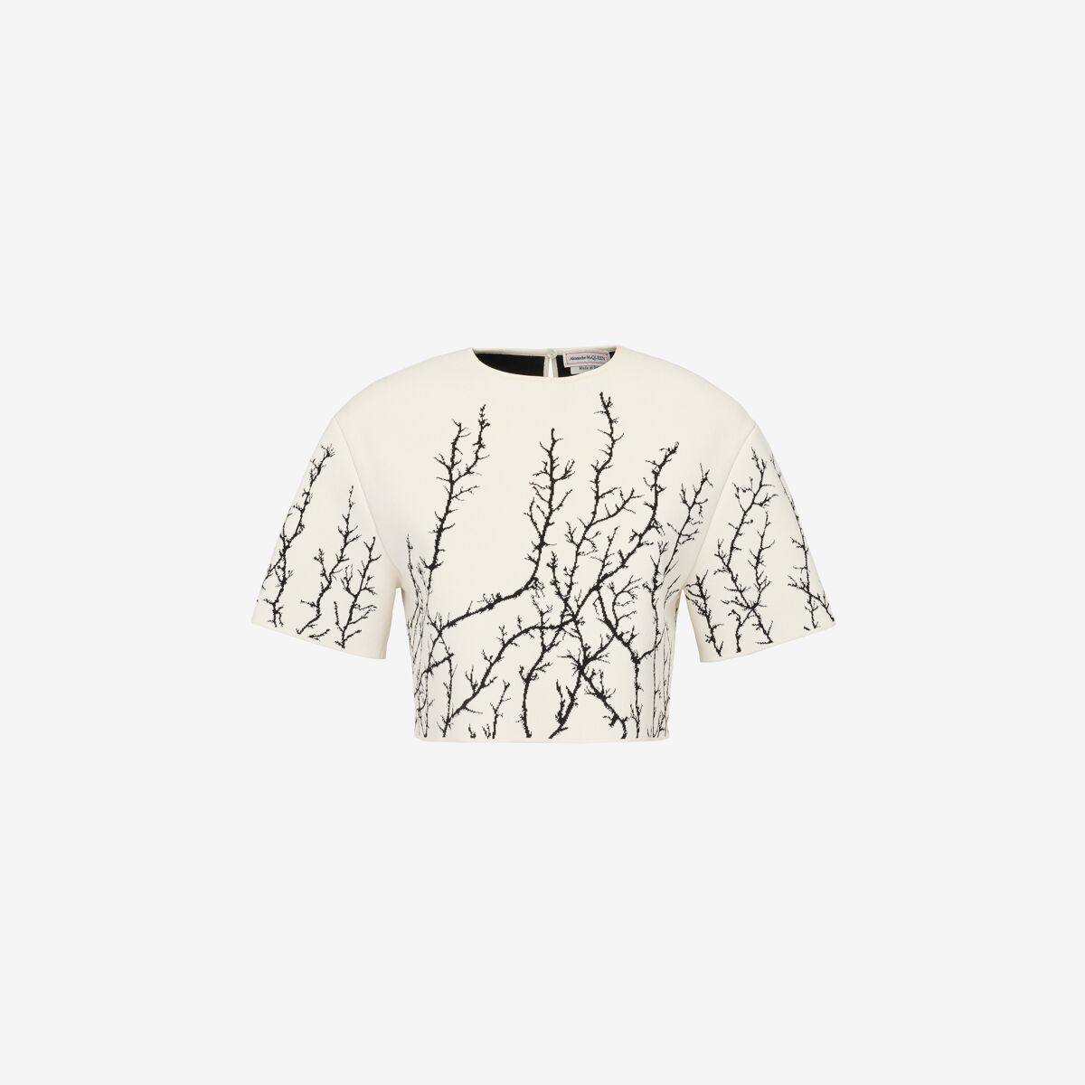 Alexander McQueen Women's White Thorn Branches Crop Top - XL (Viscose, Polyester, Polyamide & Elastan)